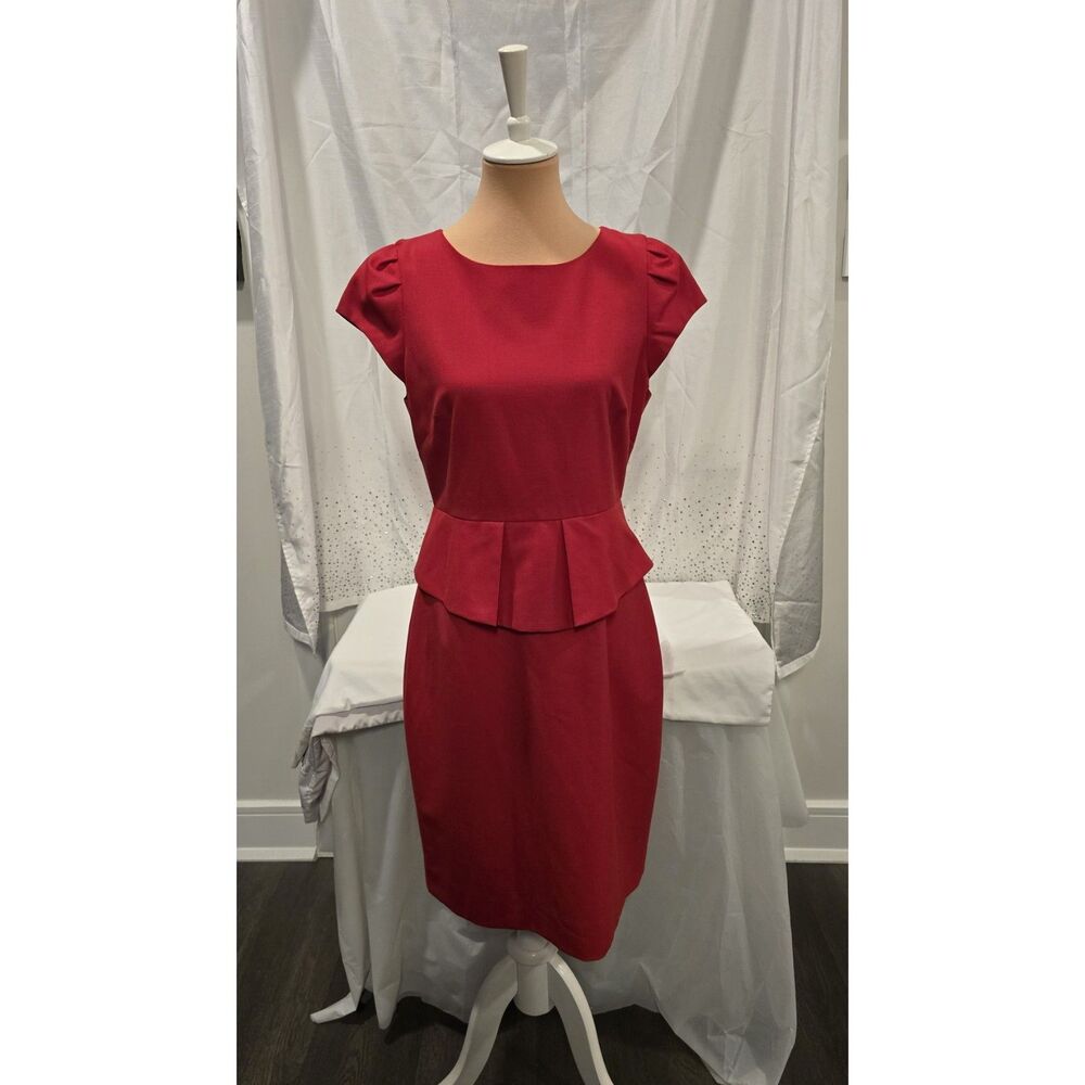 JCrew Factory Red Peplum Cocktail Dress SZ 8
